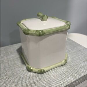 Vintage Ceramic Bamboo Palm Beach Style Jar